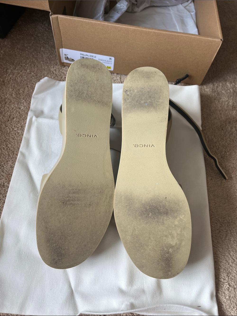 Vince Beige and Black Platform Slingback Sandals - Picture 3 of 4
